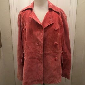 Vintage Terry Lewis bubble gum pink suede jacket.